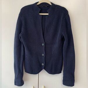 The Limited Navy Button-Front Women's Knit Cotton Sweater - sz L